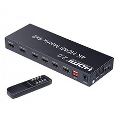ELEVIEW 4K 60Hz HDR 대응 HDMI 매트릭스 선택기 4 입력 2 출력 음성 분리기 (광 디지털 3.5mm 스테레오 오디오 출력), 단일상품