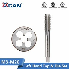 XCAN-왼손 기계 탭 앤 다이 세트 M3 M6 M8 M10 M12 M14 M16 M18 M20 미터법 나사산 탭 드릴 머신 플러그 탭 다이 2 개, 1개
