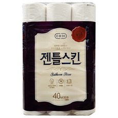 코디 젠틀스킨 40m*30롤 도톰하고 먼지 없는 무형광 천연펄프_nsmc 롤화장지, 30롤, 1개 - 그릇장-컵보드