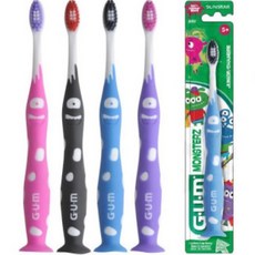 Gum 902 몬스터즈키즈칫솔 (5-10세 902) 영유아 칫솔 10개이상구매시 그린킨더저불소치약50g 10무첨가 무방부제 바닐라민트향, 랜덤, 5개