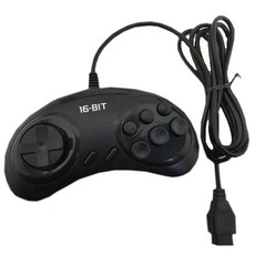 클래식 유선 게임 컨트롤러 SEGA MD2/메가 드라이브 2 범용 리모컨 용 6 버튼 조이패드 핸들, 1개, 01 Black
