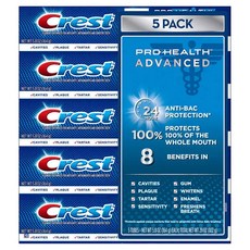 [내일도착]Crest Pro Health Advanced Whitening Intensive Clean Toothpaste 미국 크레스트 프로 헬스 어드밴스 치약 164g 5팩, 5개