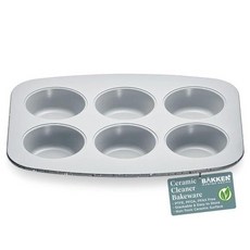 Bake with Elegance 6컵 케이크머핀 팬 세트 - 블루 틸 대리석 골든 크림 세라믹 논스틱 코팅이 된 알루미늄 스틸 PFOA 및 PFAS 프리 무독성 튼튼한 제빵기구, Marble, 1개