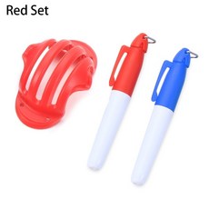 로스트볼 야광 LED 골프볼골프 공 트리플 트랙 ERC 크롬 소프트 3 라인 마커 스텐실 + 2 펜 골프 퍼팅 포지, 03 Red Set