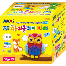 아모스 아이클레이 KIDS 5p, 80g, 노랑, 5세트