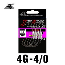 JK ST 4-6pcs 어시스트 지그 후크 2X 강한 블랙 니켈 도금 녹 저항 높은 탄소강 가중 웜 소프트 루어 피쉬 후크, 4g 4-0, 5팩