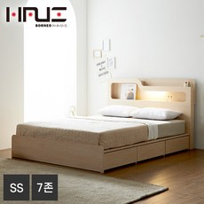 보루네오하우스 프라임 올슨 LED 서랍 SS 침대+7존독립매트 DM6218, 메이플