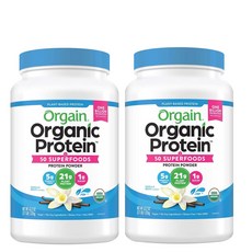 Orgain 올게인 오가닉 프로틴 파우더 (유산균 함유) 바닐라맛 1.22kg 2병, 2개, 1220g