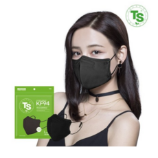 TS 가드 티마 컬러 새부리형 마스크 대형 KF94, 100개입, 1개, 블랙