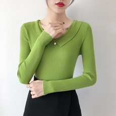 겨울 가을 POLO 넥 긴 소매 여성 솔리드 이너 스웨터 정부측