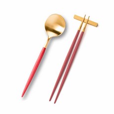 [큐티폴] 고아 레드골드 스푼/젓가락세트(받침 포함), 선택:선택