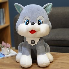 대형 앉아있는 허스키 강아지 인형 전시 인테리어, 블루_1 m