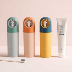 캡슐토끼 컬러배색 칫솔통 여행용 휴대용 케이스 학교 사무실 어린이집 3컬러, 오렌지핑크, 1개