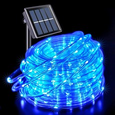 태양광 LED 스트링 조명 튜브 로프 8가지 모드 야외 방수 울타리 장식 1개, 06 Blue Rope, 02 7M 50LED