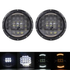 90 w 7 인치 라운드 led 헤드 라이트 블랙 drl 턴 신호등 je ep wr 낚시꾼 4x4 4wd 자동 운전 헤드 라이트 어셈블리, 1개