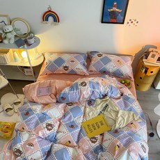도트땡땡이체크곰돌이이불커버