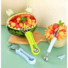 화채칼 조각칼 수박칼 과일 모양내기 칼세트, 녹색조각세트+5스테인리스스틸과일포크