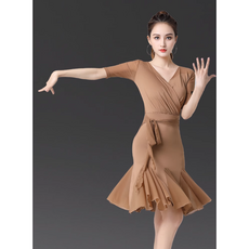 urkoteer 라틴 차차차 룸바 프로 퍼포먼스 원피스댄스복AE187, 카키