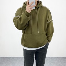 엠클로 남자 오버핏 기모 무지 데끼 스티치 후드 맨투맨 티셔츠 5컬러