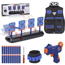 Nerf Pistol 용 FOR21JOYS 대상 전술 조끼가있는 전기 어린이 소총 1 개 및 다트 액세서리 세트 20 개 선