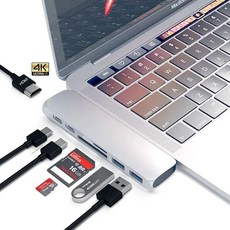 USB 31 C타입 허브HDMI 호환 어댑터 4K 썬더볼트 3 USB C 허브 30 포함 TF SD 리더 슬롯 PD 맥북 프로 에어 2018, [02] 7 in 1 hub Silver, 1개