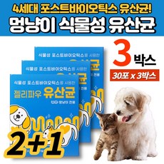  강아지 반려견 고양이 식물성 4세대 유산균 포스트바이오틱스 소형견 중형견 대형견 새끼강아지 노령견 노견 장 면역 체중 알러지 관리 식이섬유, 3박스 