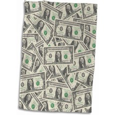 3D Rose는 미국 통화로 가득 찬 페이지를 즐기고 있지만 1 달러 지폐 TWL 38572_1 수건 15 "x 22", 단일옵션