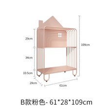 부딪힘방지 라운드형 전면책장 미니책장 2단 3단 유아책장 두돌선물 어린이도서 아이방꾸미기 그림책 랙 가정용 랙 침대 옆 책장 철 수납 랙, 핑크 더블 레이어