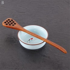 바이오닉 천연 목재 꿀 디퍼 믹싱 스틱 스푼 건강한 긴 손잡이 주방 바, 01 green, 1개