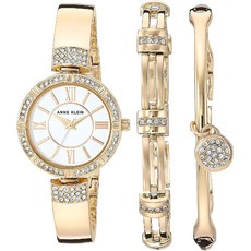 Anne Klein 앤 클라인 여성 스와로브스키 크리스탈 악센트 시계와 팔찌 세트