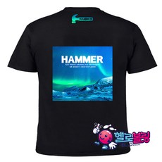 햄머 - H-16 앤타틱 전사 라운드 티셔츠 볼링 티셔츠 [블랙] / 남여 공용 / 기능성 원단 / 클럽티 / 단체복 인쇄 가능
