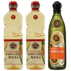 정백 백설 옥수수유 2p + 해바라기유, 900ml, 15세트