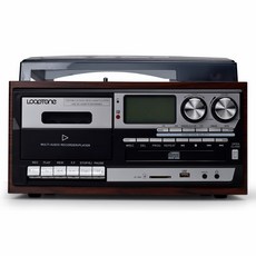 올인원 LP 레코드 LP판 CD 카세트테이프 플레이어 다기능 빈티지 레트로 오디오 블루투스, 블랙 실버 올인원 블루투스 스피커