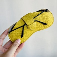 전기헤어캡 PU 가죽 휴대용 안경 가방 선글라스 보관 남녀공용 자동차 보호 커버 파손 방지 클립, [03] 노란색