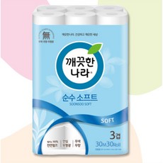 (으니마켓)깨끗한나라 순수 소프트 프리미엄 화장지 30롤 두루마리휴지, 1개, 30m