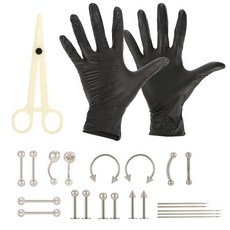ZCD 배꼽 혀 귀 젖꼭지 입술 16G 14G에 대한 스테인레스 스틸 피어싱 키트 24pcs