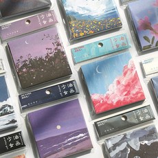 유화 그리기 세트 취미 미대 입시 올인원 미스터 페이퍼리스 스티커 N 스티커 세트 유미스타 빈 인스 DIY 장식 메모지, 1.구름공장
