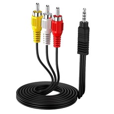 Eanetf 3.5mm to RCA 캠코더 핸디캠 AV 오디오 비디오 출력 케이블 0.3cm(1/8인치) TRRS to 3 RCA 수 플러그 AUX 케이블 코드 TV 스마트폰