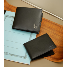 [헤지스] 깔끔한 디자인의 단색 소가죽 반지갑