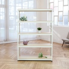 영진앵글 무볼트 조립식앵글 철제선반 베란다 창고 600 X 500 900 5단, 가로600X깊이500X높이900X5단화이트_MDF