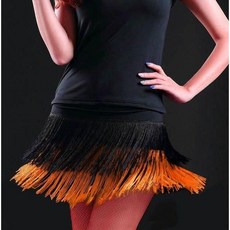 커먼에라 이단 수술스커트 밸리 라인 줌바 댄스복 스포츠 무대의상 벨리 공연복, 블랙 오렌지