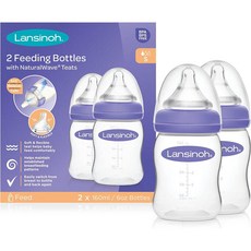 란시노 Lansinoh Baby Bottle Pack 독일 내추럴웨이브 젖꼭지 + 배앓이 방지 PP 아기 젖병 2개입 160ml, 1세트