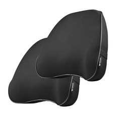 밸류엠 차량용 메모리폼 등받이 허리쿠션, 블랙, 2개