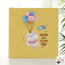 다온몰 접착앨범 성장함 기념 책자 공백 초등 6 년 급 DIY 핸드메이드 잊을수없다 생활 사진첩 트윈 커플 타입 수동, 푼선 어린 고양이 60 장 (120 페이지 )화이트 카