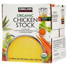 Kirkland 커클랜드 시그니처 오가닉 치킨 스톡 Signature Organic Chicken Stock 32oz 6개입 5.68L, 1개