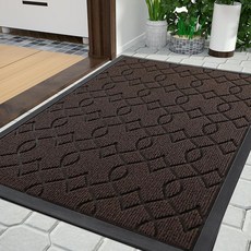 Yimobra 현관 매트 야외 실내 74.1 x 43.2cm(29.5 17인치) 사계절용 튼튼한 도어 외부 입구 전천후 웰컴 미끄럼 방지 파티오 블랙, 29.5"x17" (Small), 커피