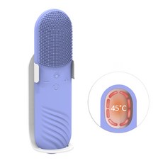 Routop 진동클렌저 얼굴 마사지기 세안브러쉬 실리콘 온열 EMS LED케어 방수 받침대 동봉 USB충전식, 퍼플