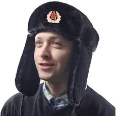 귀도리 군밤 장수 모자 소련 군사 배지 러시아 Ushanka 폭격기 파일럿 가짜 토끼