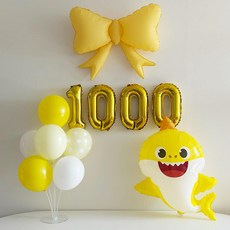 아기상어 천일 세돌 생일 파티 풍선 세트, 1세트 1세트