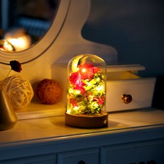 LED 이터널로즈 프리저브드 플라워 무드등 2종, Red&beauty 16cm